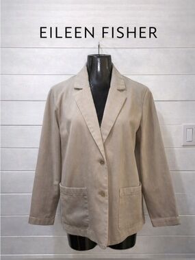 EILEEN FISHER BEIGE UTILITY COTTON BLAZER